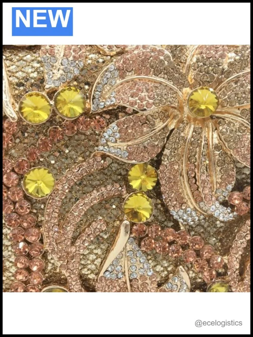 Mini Floral Rhinestone Clutch Evening Bag with Detachable Chain Straps